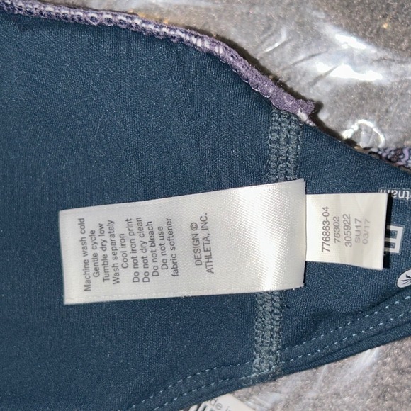 Athleta Inhale Sports Bra Dark Gray Teal Geometric Band Adjustable Straps S - Picture 6 of 7